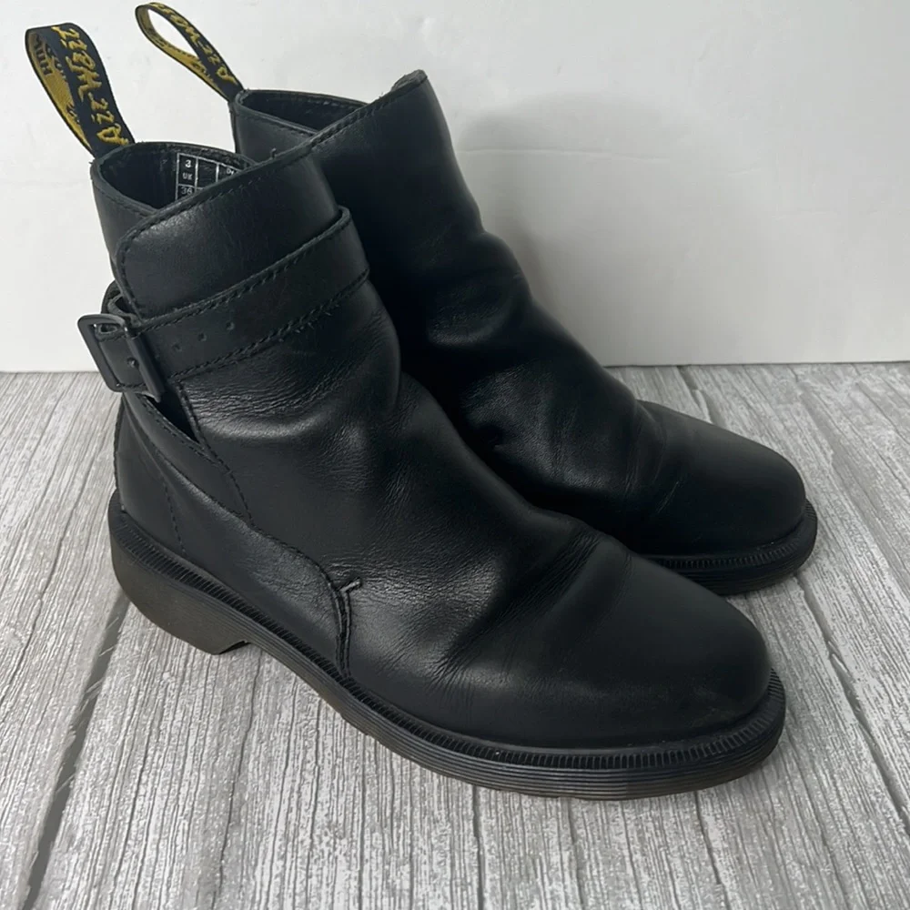 Dr. Martens Joni Ankle Strap Boots Slip On Shoes black leather size 5.5 - Picture 4 of 7